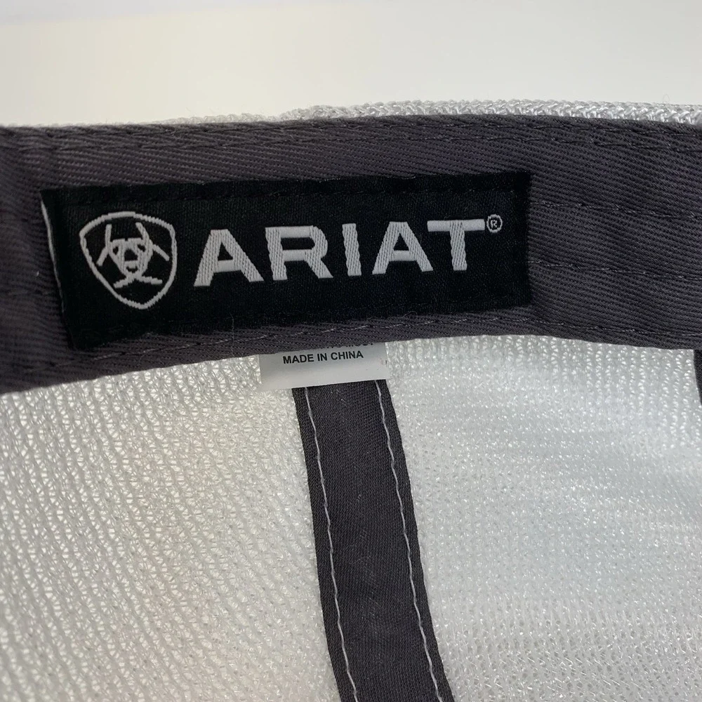 ARIAT Hat Gray White Mesh Adjustable Snapback OSFM Structured Baseball Cap